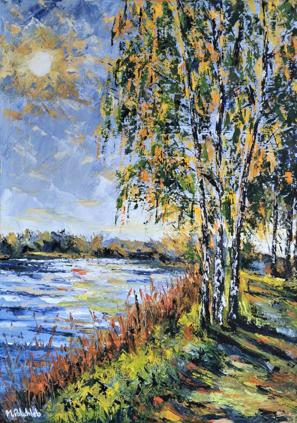 Farby akrylowe Staw Świerkiel we Frydrychowicach autorstwa M. Palichleb Art - detale faktury