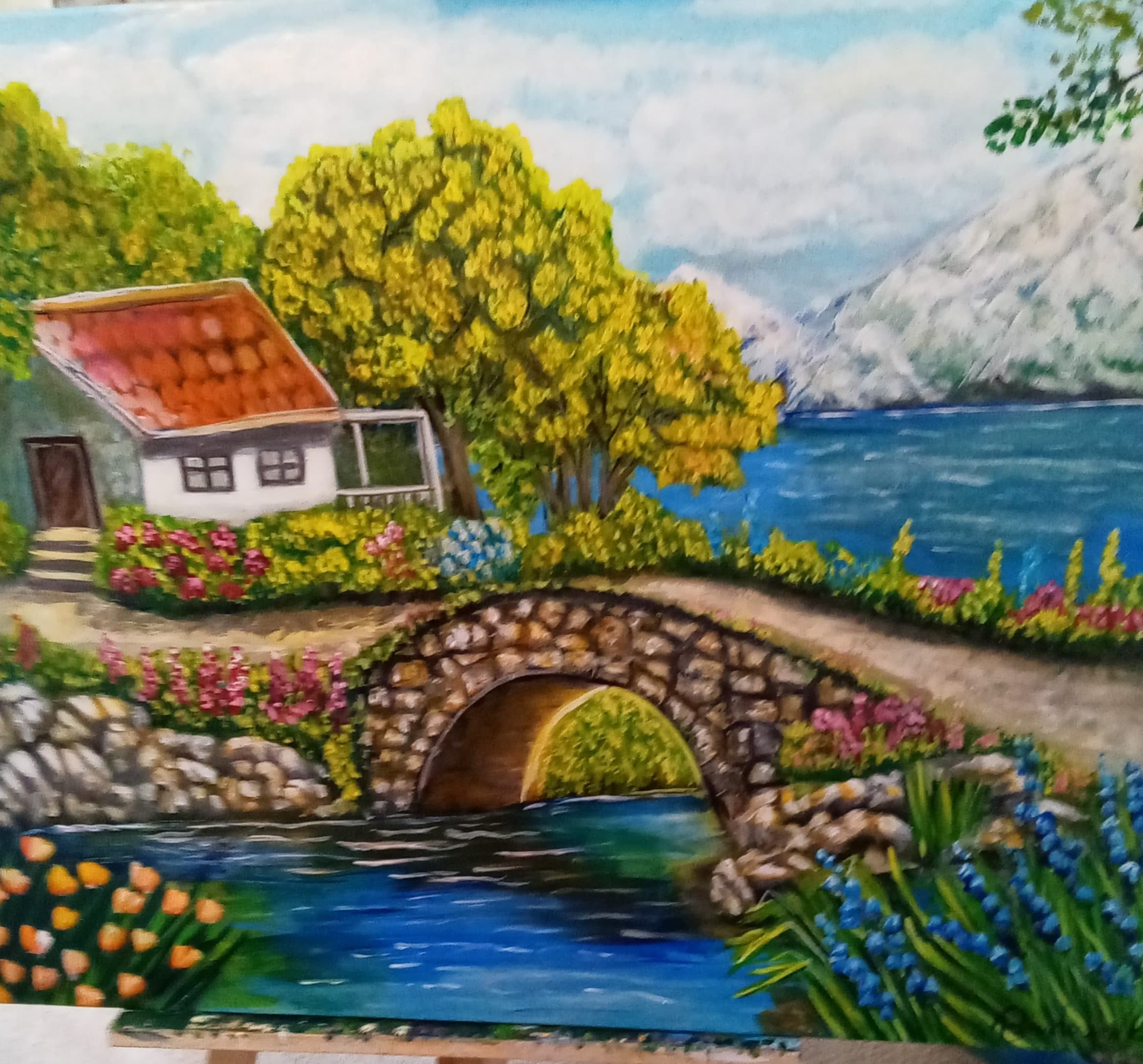 Farby akrylowe Domek  nad  morzem  autorstwa natalka - detale faktury