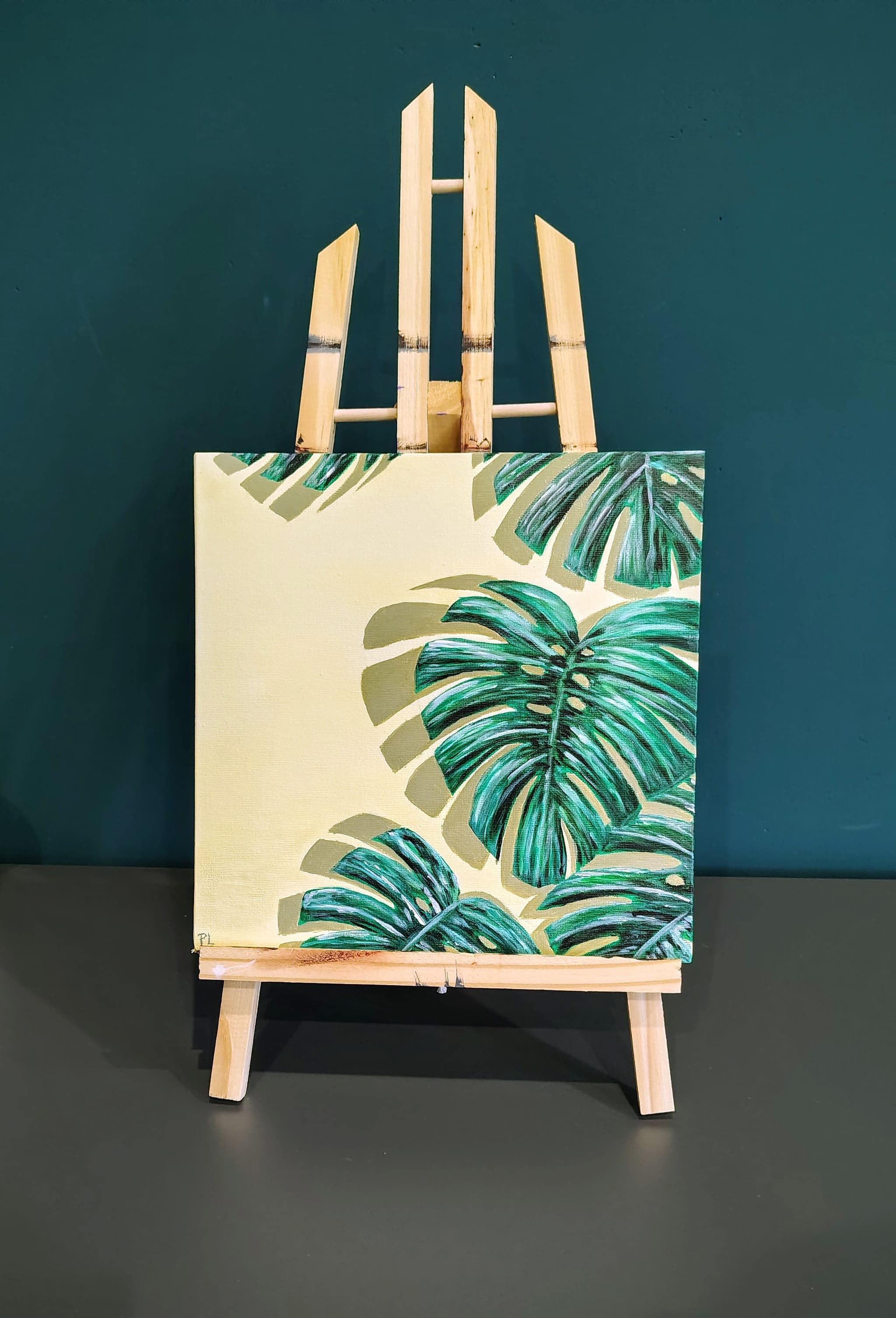 Farby akrylowe Monstera w słońcu autorstwa p.lechoszest.art - detale faktury