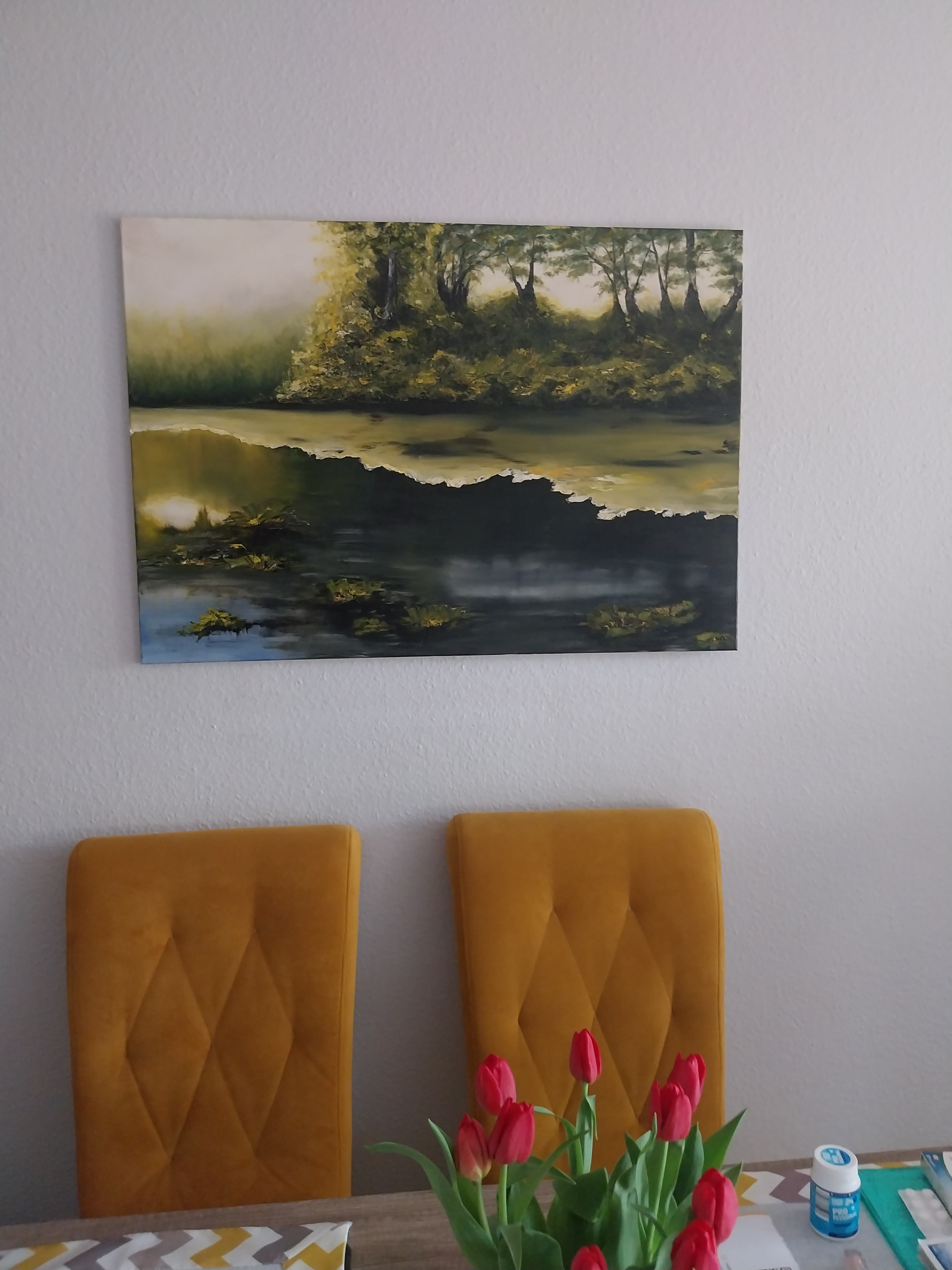 Farby olejne Jezioro Bango autorstwa Iwo - detale faktury